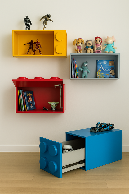 Repisa Infantil, Repisa Para Niños Tipo Bloque, Gris