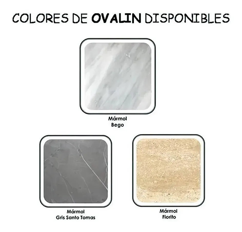 Mueble De Baño, Gabinete 60x30cm, Ovalin Marmol Y Monomando