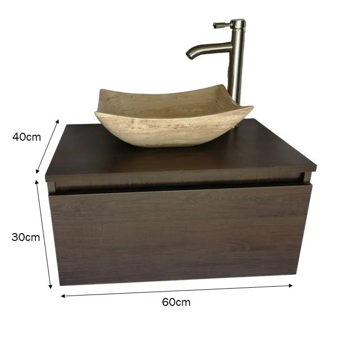 Mueble De Baño, Gabinete 60x40cm, Ovalin Marmol Y Monomando