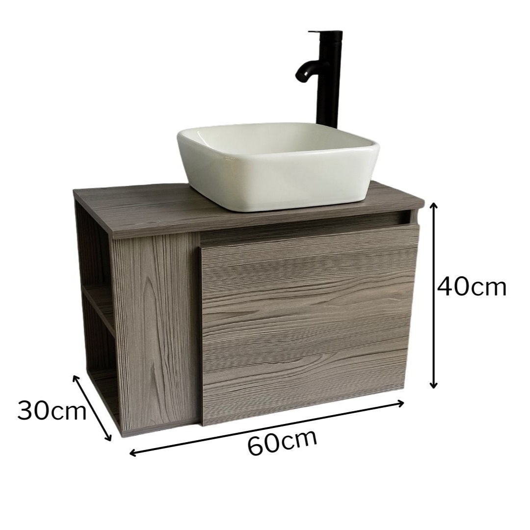 Mueble De Baño, Gabinete 60x30cm, Ovalin Marmol Y Monomando