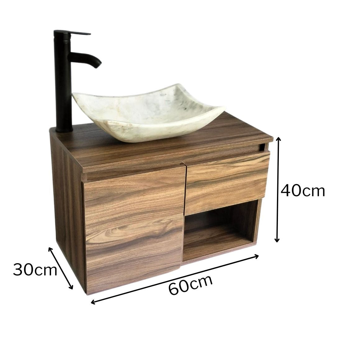 Mueble De Baño, Gabinete 60x30cm, Ovalin Marmol Y Monomando