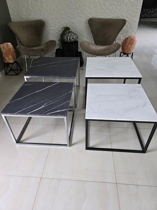 2 Mesas De Centro Para Sala o Recepción, En Herrería Y Cubierta Tipo Piedra