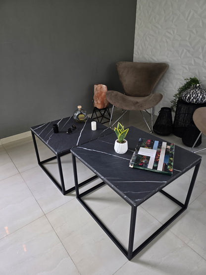 2 Mesas De Centro Para Sala o Recepción, En Herrería Y Cubierta Tipo Piedra