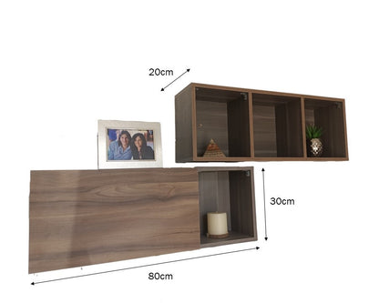 Repisa Flotante Set De 2 Piezas Con Puerta, Minimalistas